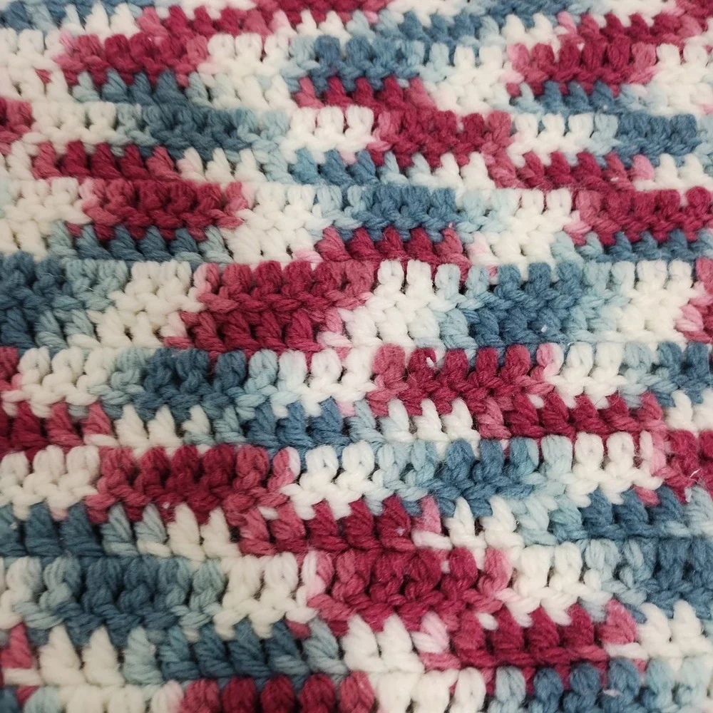 Set Of 2 Handmade Crocheted Rectangular Placemats Green Pink White Crochet 19x13